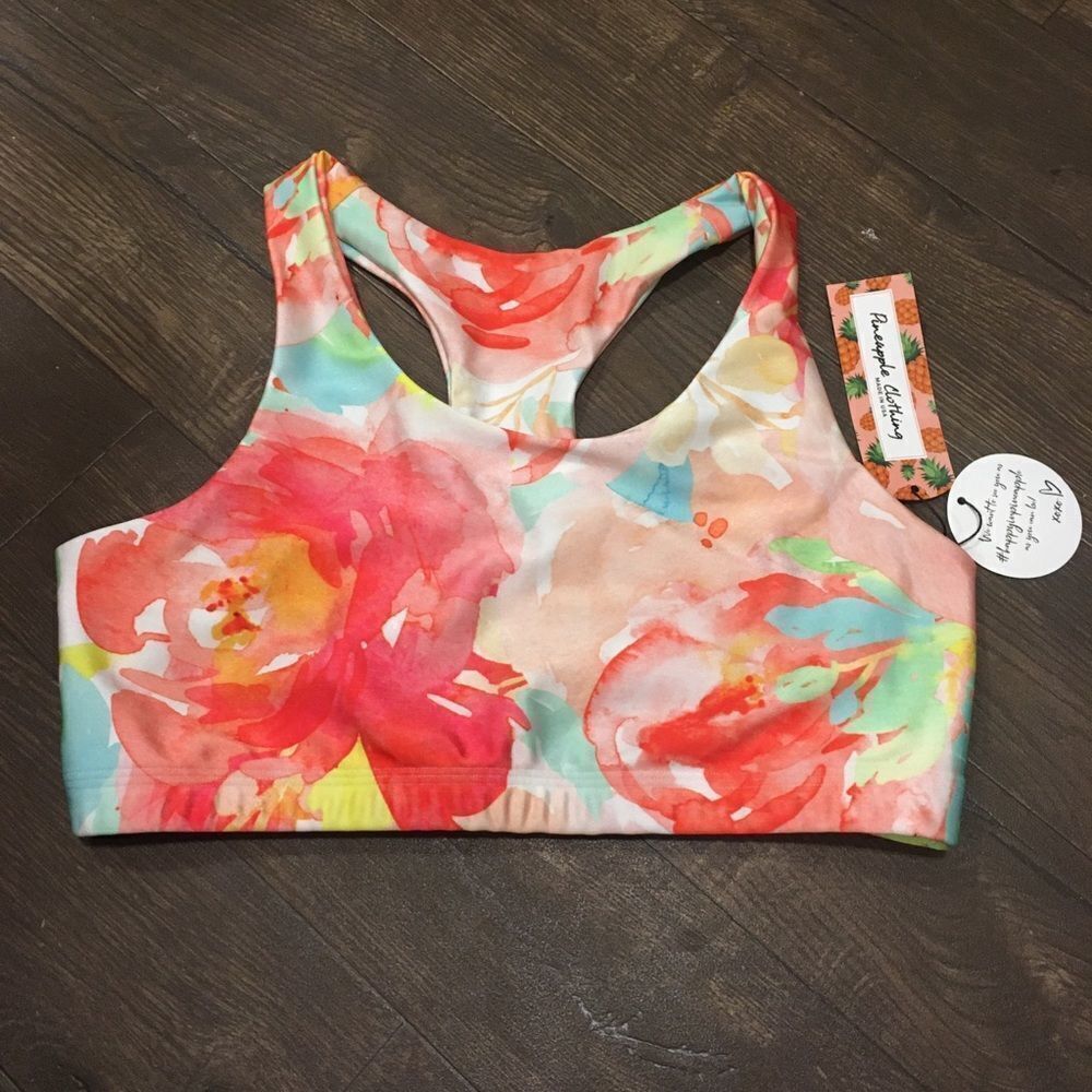 Pineapple clothing colorful racer back sports bra